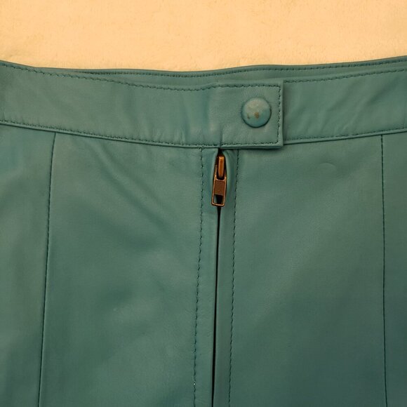 Donna Lepure NY Blue Lambskin Leather Embellished jacket/skirt size 2L Vintage - Picture 14 of 16